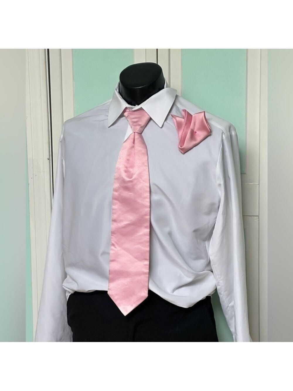 Baby Light Pink Tie Wedding Prom Satin Pre Tied Pocket Square